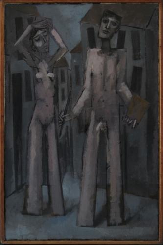 Artist and his model in the city / Oil on canvas, 30″ x 20″ (c. 2000)