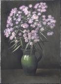 Purple Asters in a green vase