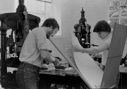 Printing the mounts on an Albion hand press at I.M Imprimit in 1980