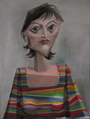 Girl in a striped T-shirt / Oil on plywood, 24″ x 18″ (c. 2006)